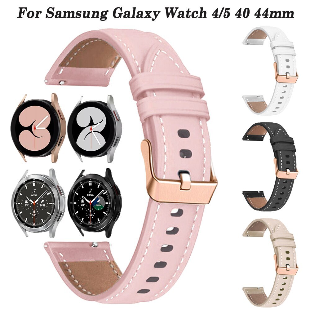 20mm Leather Strap For Samsung Galaxy Watch 7 6 4 44 40mm 5 Pro 45mm Active Band