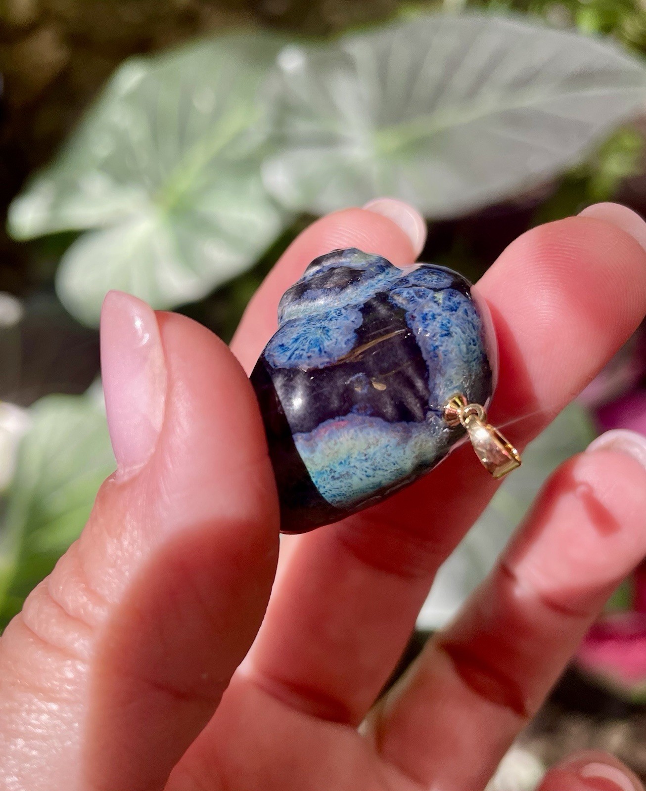 Handmade Ceramic Pendant Jewelry. Unique piece. Deep blue