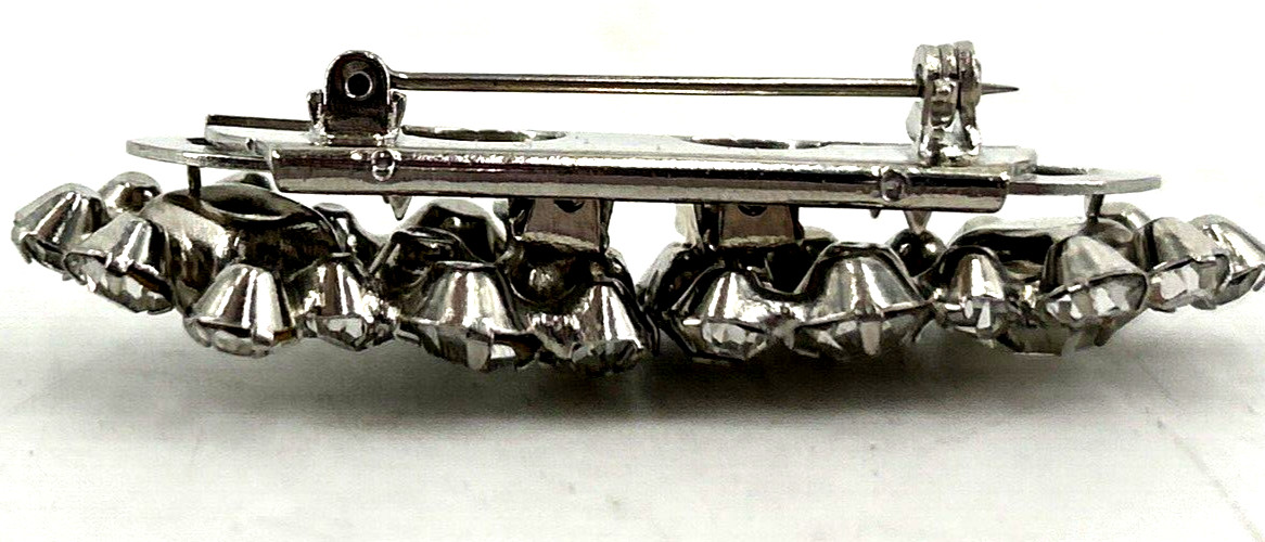 Vintage Rhinestone Brooch Shoe Clip Combination Clear 3 Pieces 2.5″ Glass Stones