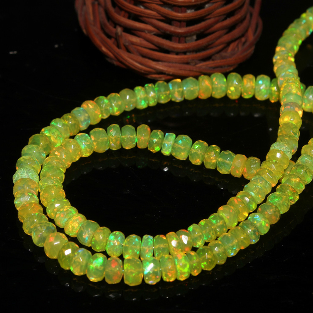 Ethiopian Fire Opal Beads Strand 4-5mm Rondelle Gemstone 8 Inch Jewelry Making