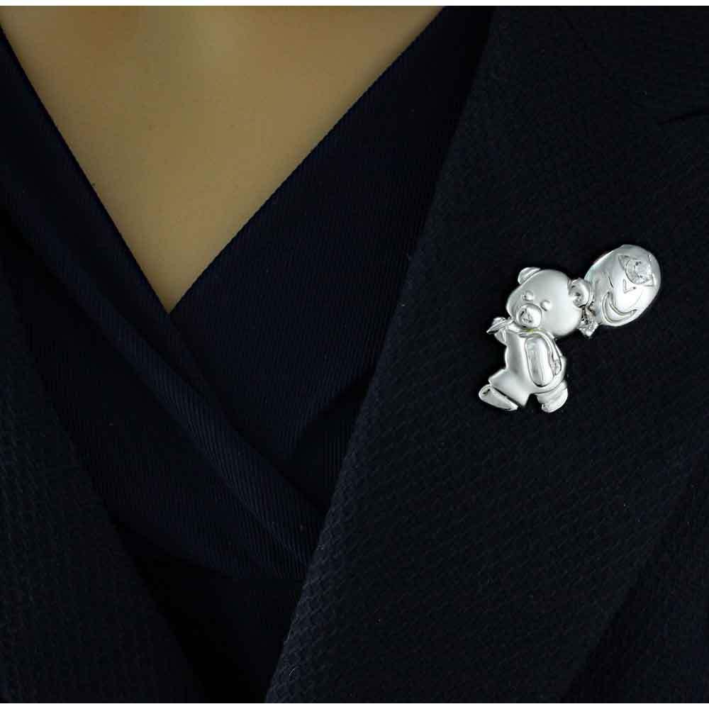 Teddy Bear with Overalls and Balloon Brooch Pin – PRA035