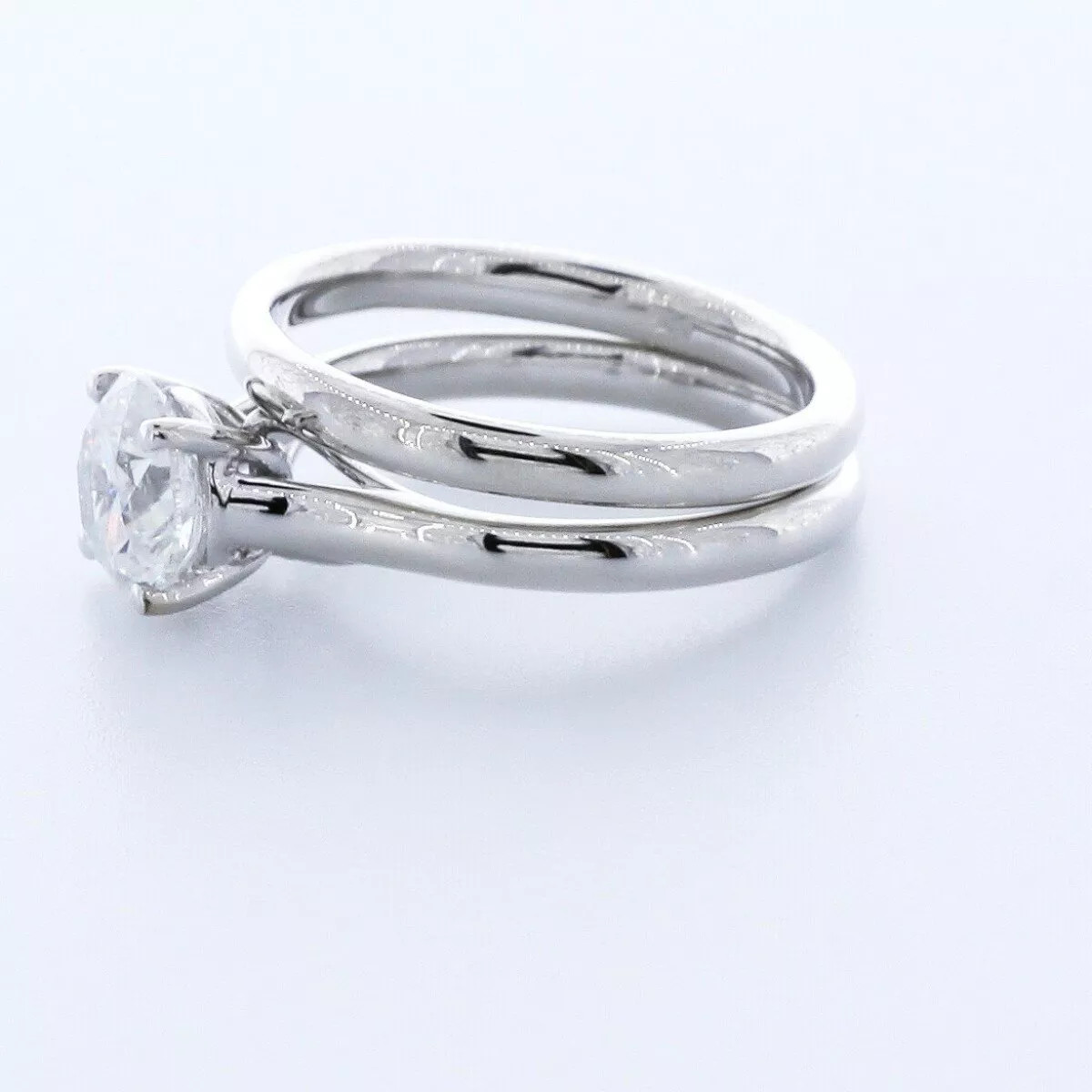 14K Gold Solitaire Engagement Ring Set 1.55 Carat Round Lab-Grown Diamond G VS1