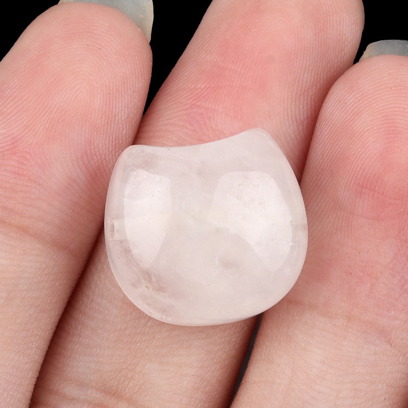 10Pcs 16x15x8mm Natural Crystal Faceless Cat Head Horizontal Holes Beads ETY56