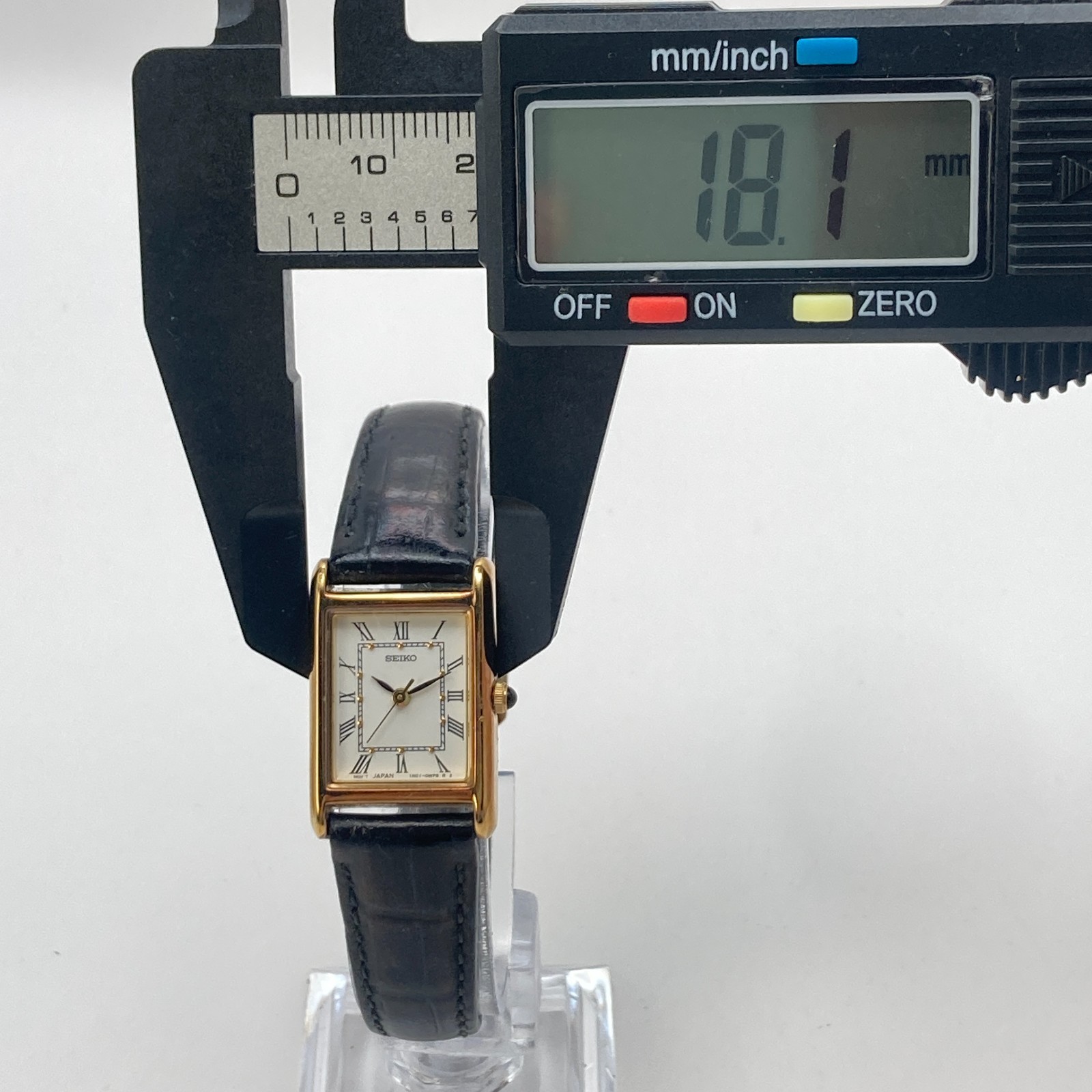 Vintage Seiko Women’s Tank Watch 18mm Gold Tone 1N01-0LK0 WR New Battery 7.5″