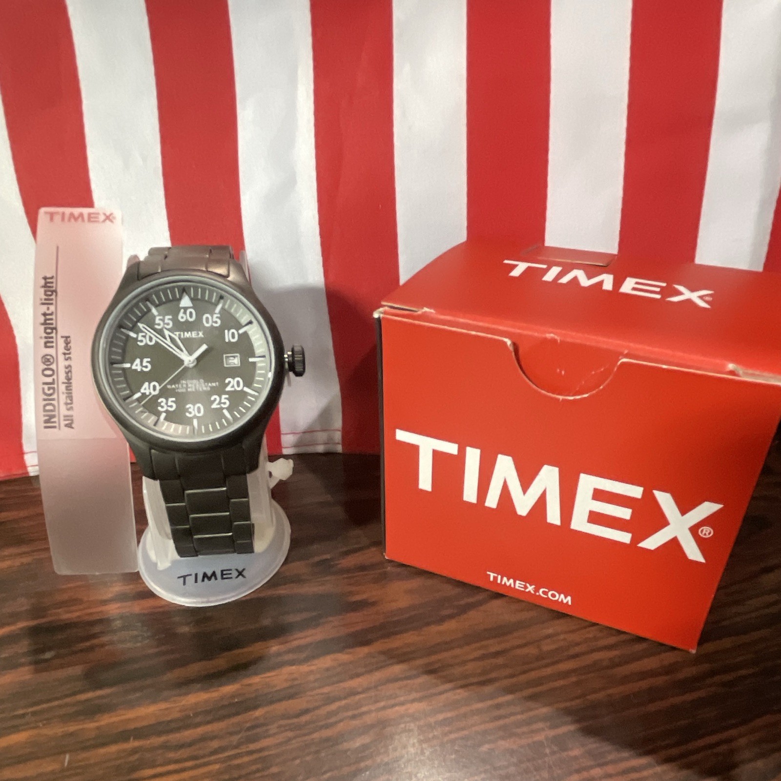 Timex Expedition Men’s Quartz Black Dial Arabic Date Indiglo 50m SS Bracelet Box
