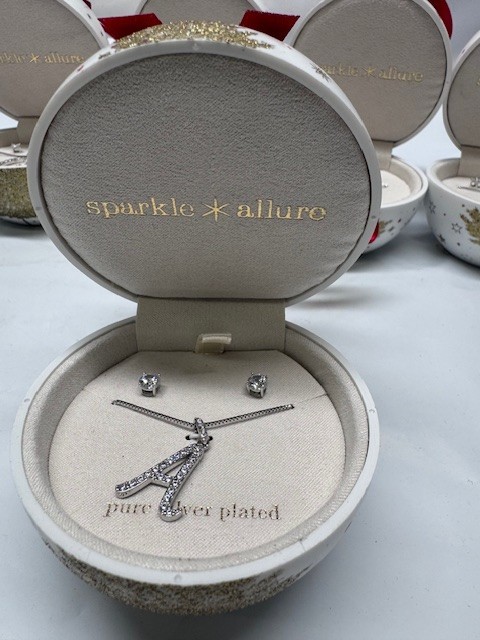 SparkleAnd Allure Jewerly Set-Comes In Holiday Ornament-DIFF LETERS TO CHOOSE