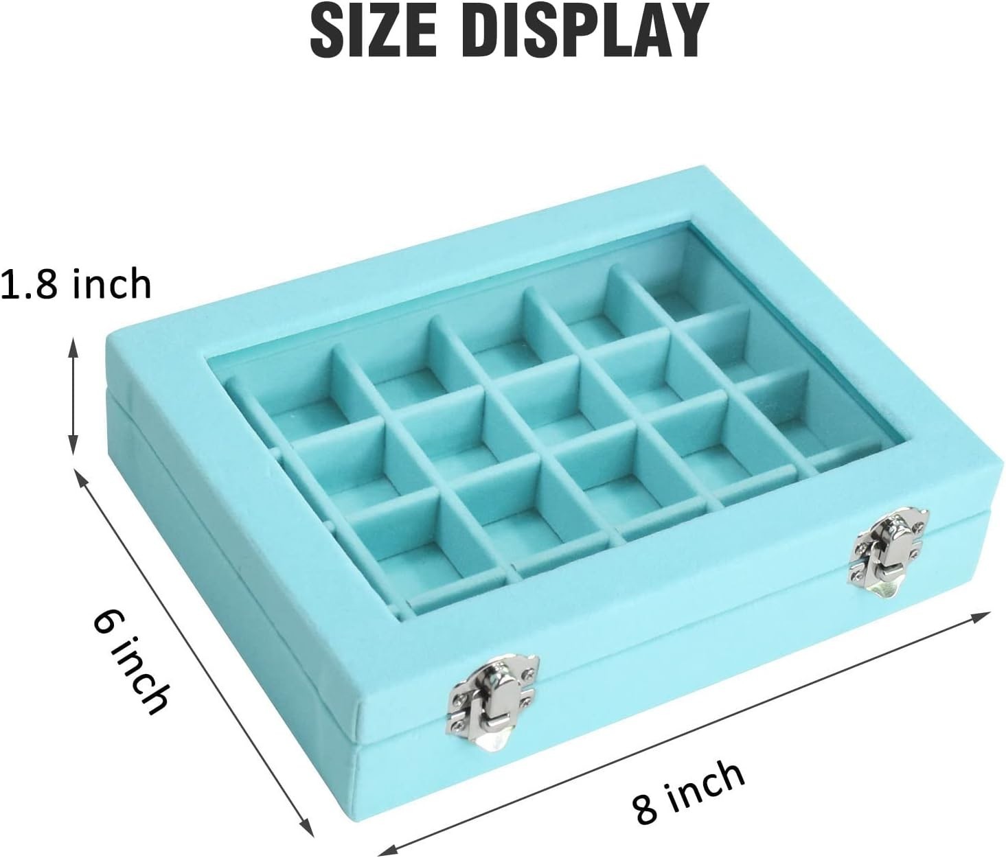 Velvet Jewelry Box 24 Grid Jewelry Ring Display Organiser Box Tray Holder Ear…