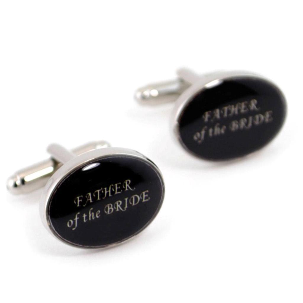 PERSONALISED WEDDING PARTY CUFFLINKS PAIR High Quality NEW w GIFT BAG Black Oval