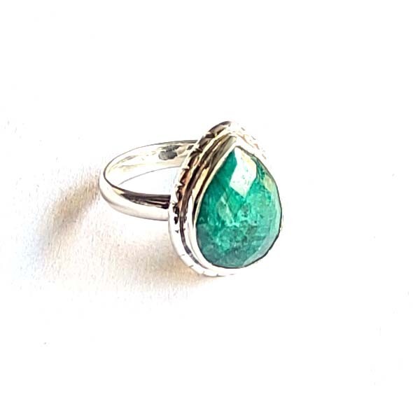 Emerald Corundum 925 Sterling Silver Handmade Ring All Size Available For Gift