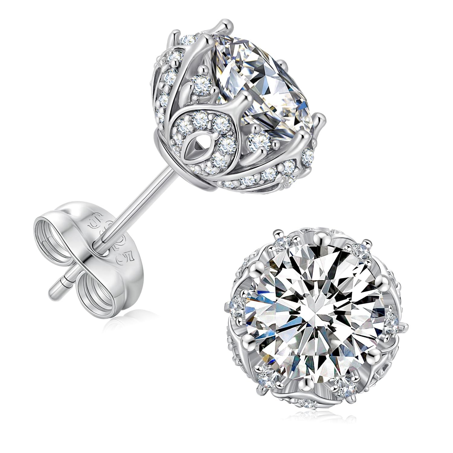 Moissanite Stud Earrings for Women Men Rose with Thorns Earrings 0.6ct/1ct/2c…