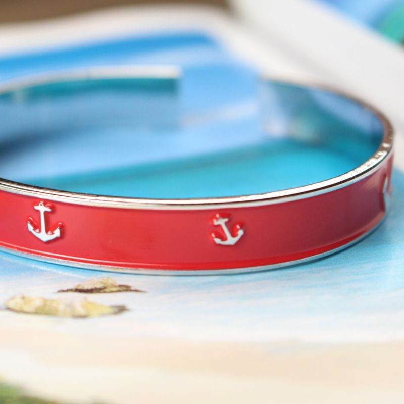 Nautical Anchor Bangle Cuff Bracelet (Red) | Brand New!!