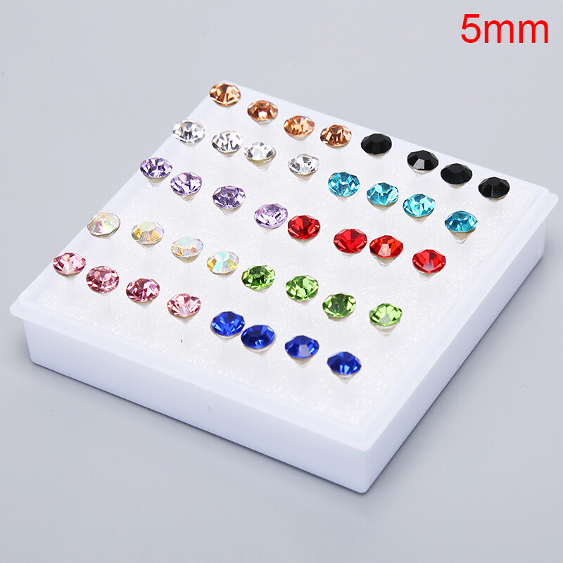 10Pairs/20Pairs Set Rhinestone Crystal Stud Earrings Small Earrings Jewe