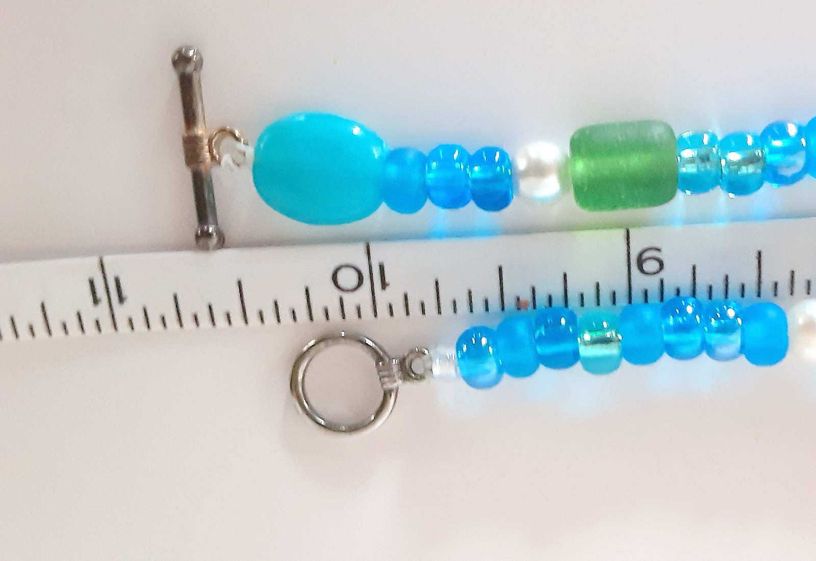 Handmade Sister Friends Sea Glass Nautical Charm Beaded Ankle Bracelet Set