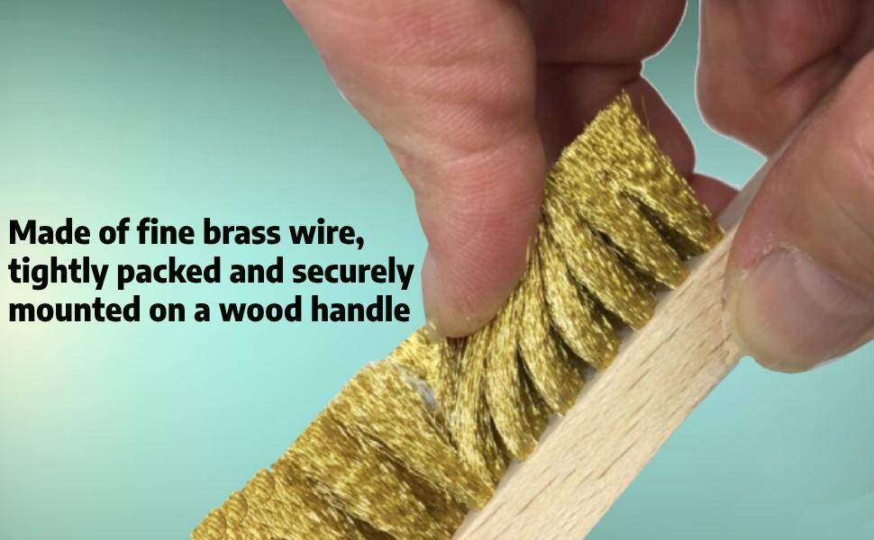 Brass Hand Brush Crimped Wire Wood Handle 8-1/2″ Cleaning Polishing Jewelry