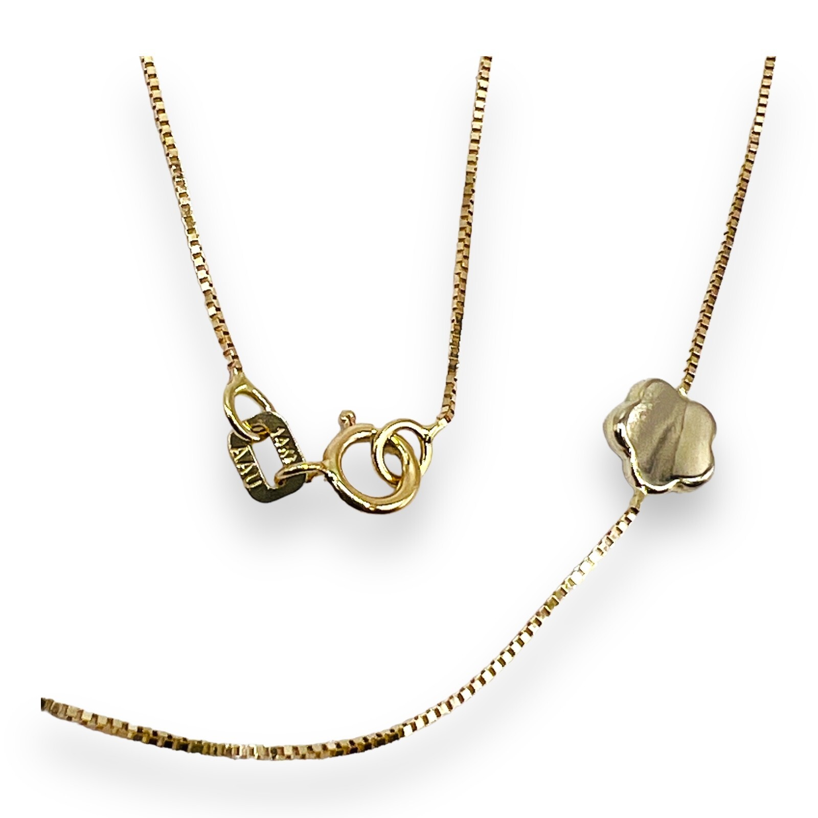 14K Solid Real Yellow Gold Tin Cup Chain Necklace 16″