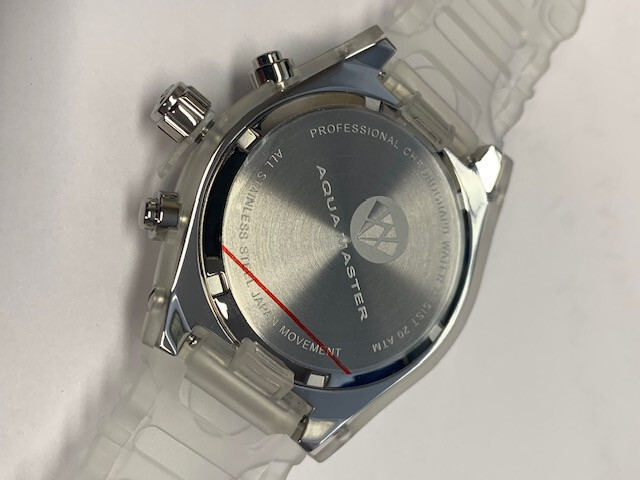 1.0CTW REAL DIAMOND CLEAR JELLY AQUA MASTER WATCH W#13 NEW & BOXED