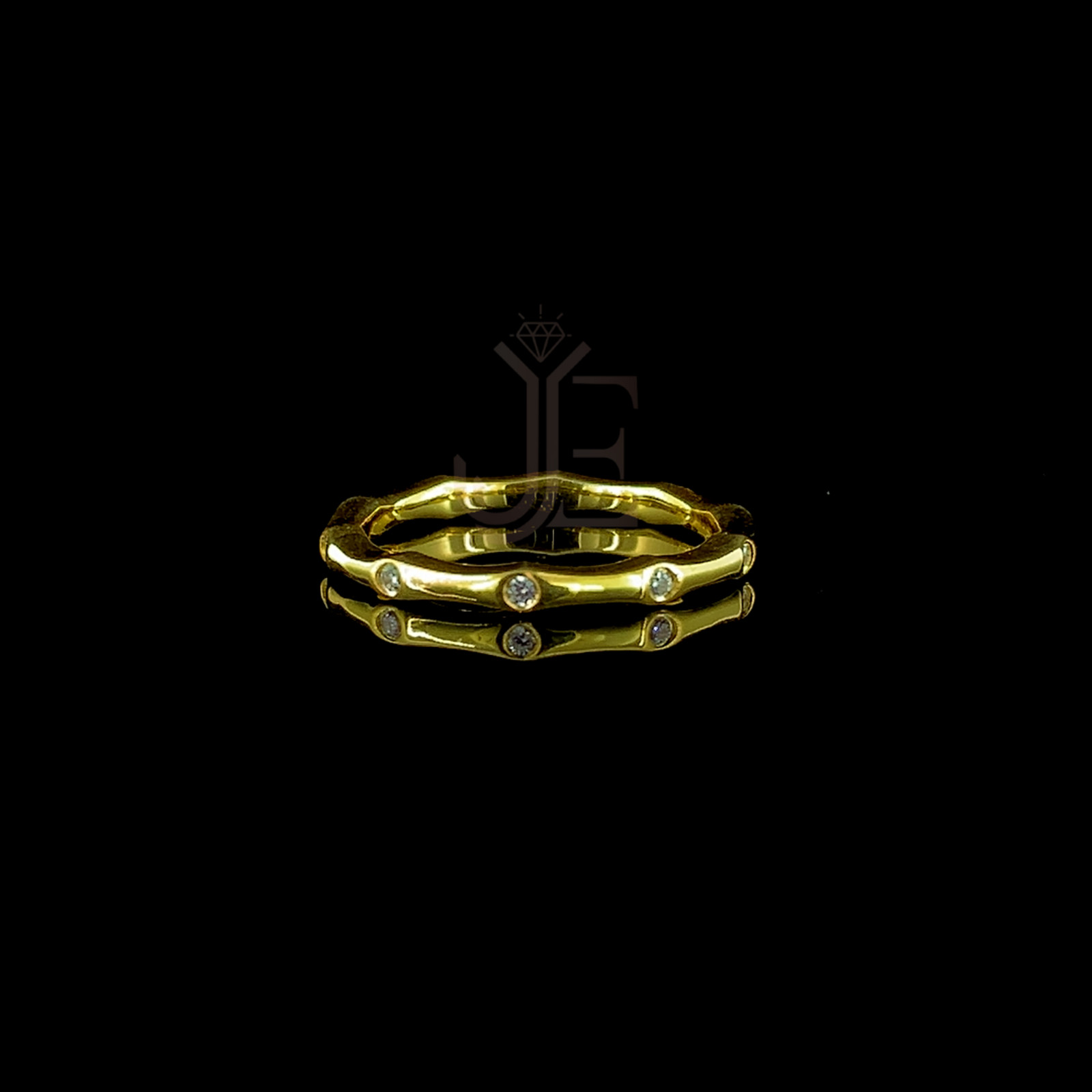 14K Gold Full Eternity Minimalist Bamboo Ring, Thin Gold Nature Inspired Ring