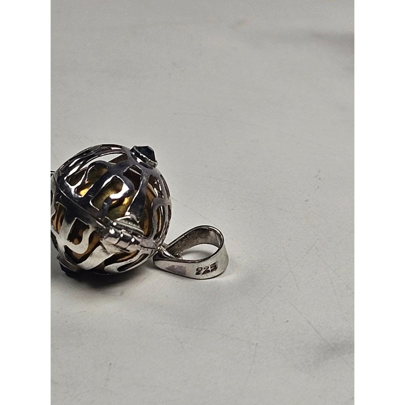 Vintage Sterling Silver Jingle Ball Pendant .925 Harmony Sphere