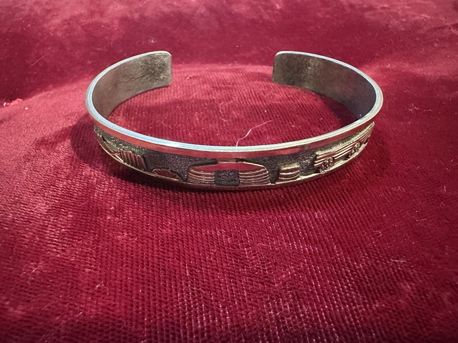 Navajo Floyd/Lloyd Becenti BCT Sterling & 12KGF Storyteller Cuff Bracelet 17.3g