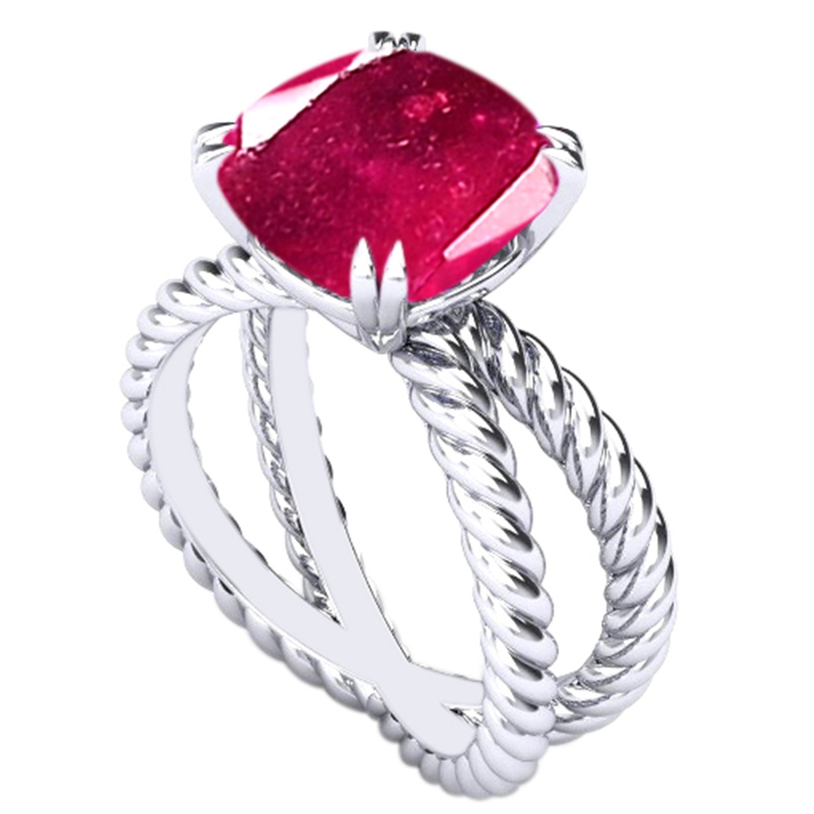 925 Sterling Silver 2.00Cts. Cushion Shape Natural Red Ruby Ring – Tariffs Free