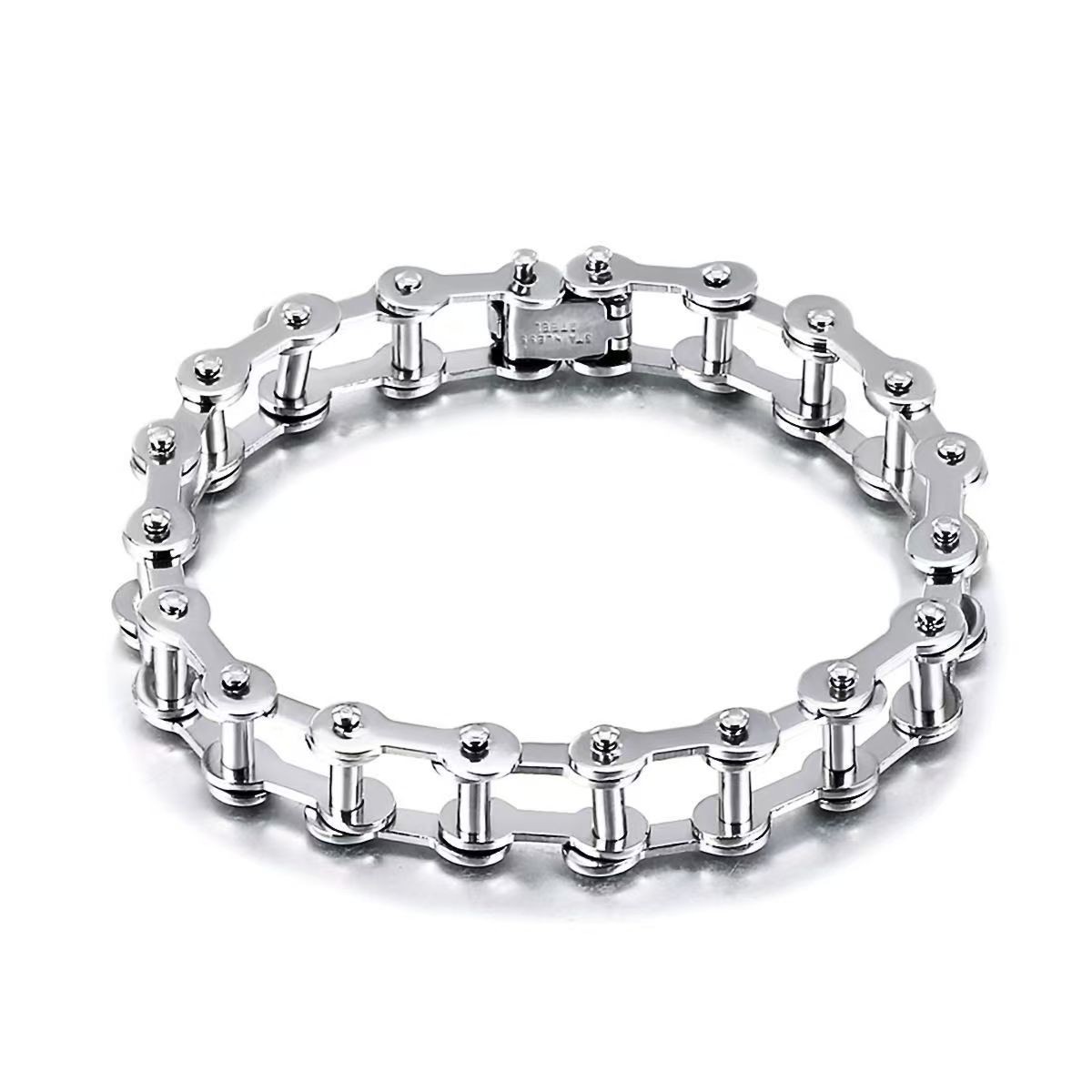 925 Sterling Silver Bracelet for Men Women, Bicycle Chain Style, 10mm/20cm