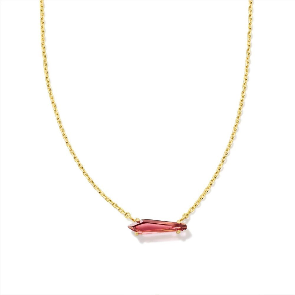 Kendra Scott Indie Pendant Necklace Red Glass 14k Gold Over Brass NWT