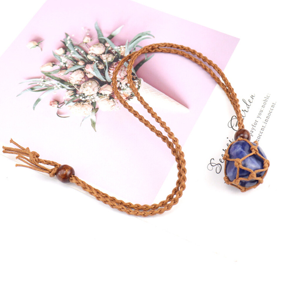 6PCS Cord Stone Necklace Holders Woven Stone Holder Crystal Necklace Holders
