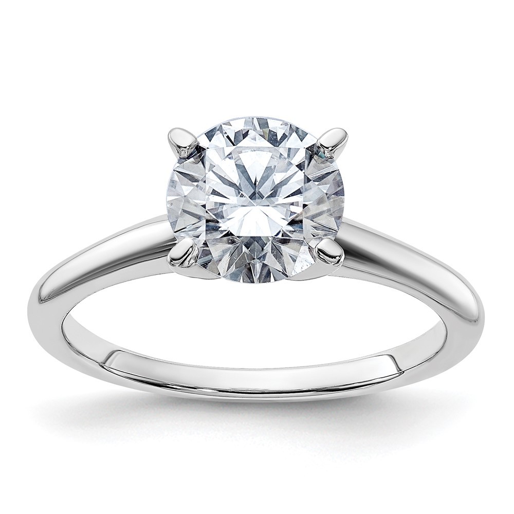 14k White Gold 1 3/4ct Round Cut Moissanite Solitaire Engagement Ring Size 9