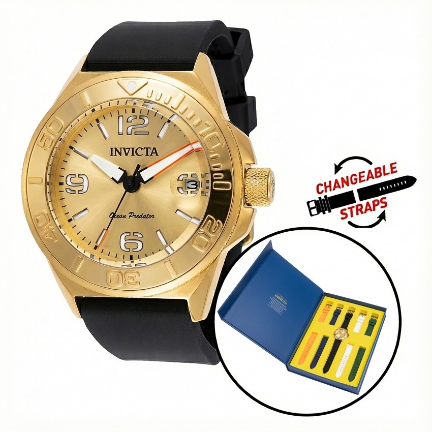 Invicta OCEAN PREDATOR Watch with Green, Orange, White, Blue, Black Strap 49473