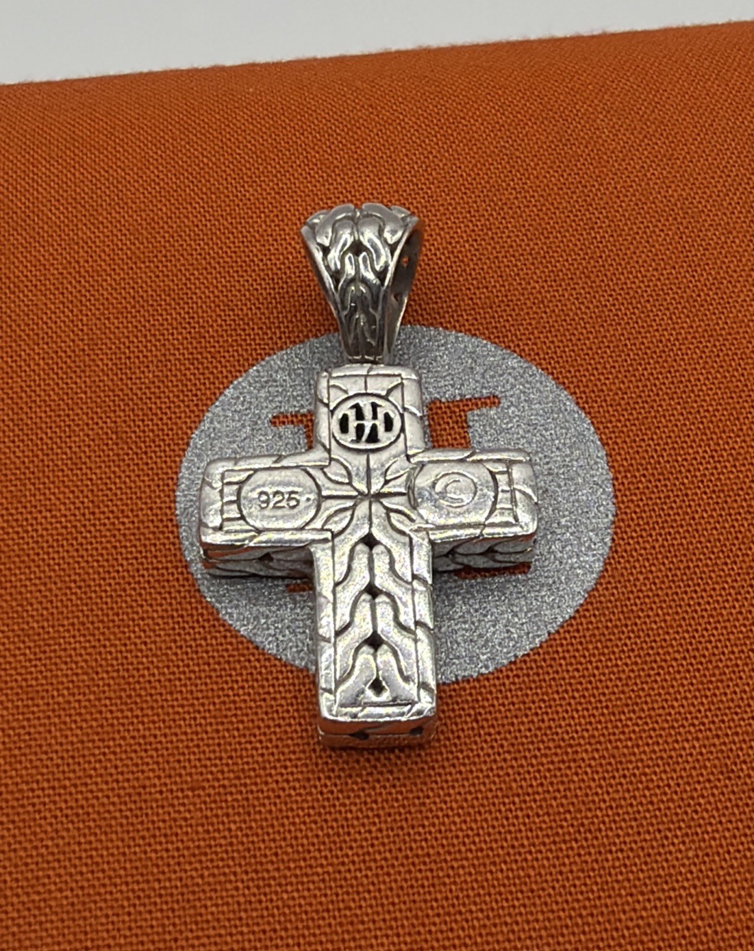 John Hardy Sterling Diamond Cross Pendant 1 1/2 X 3/4”