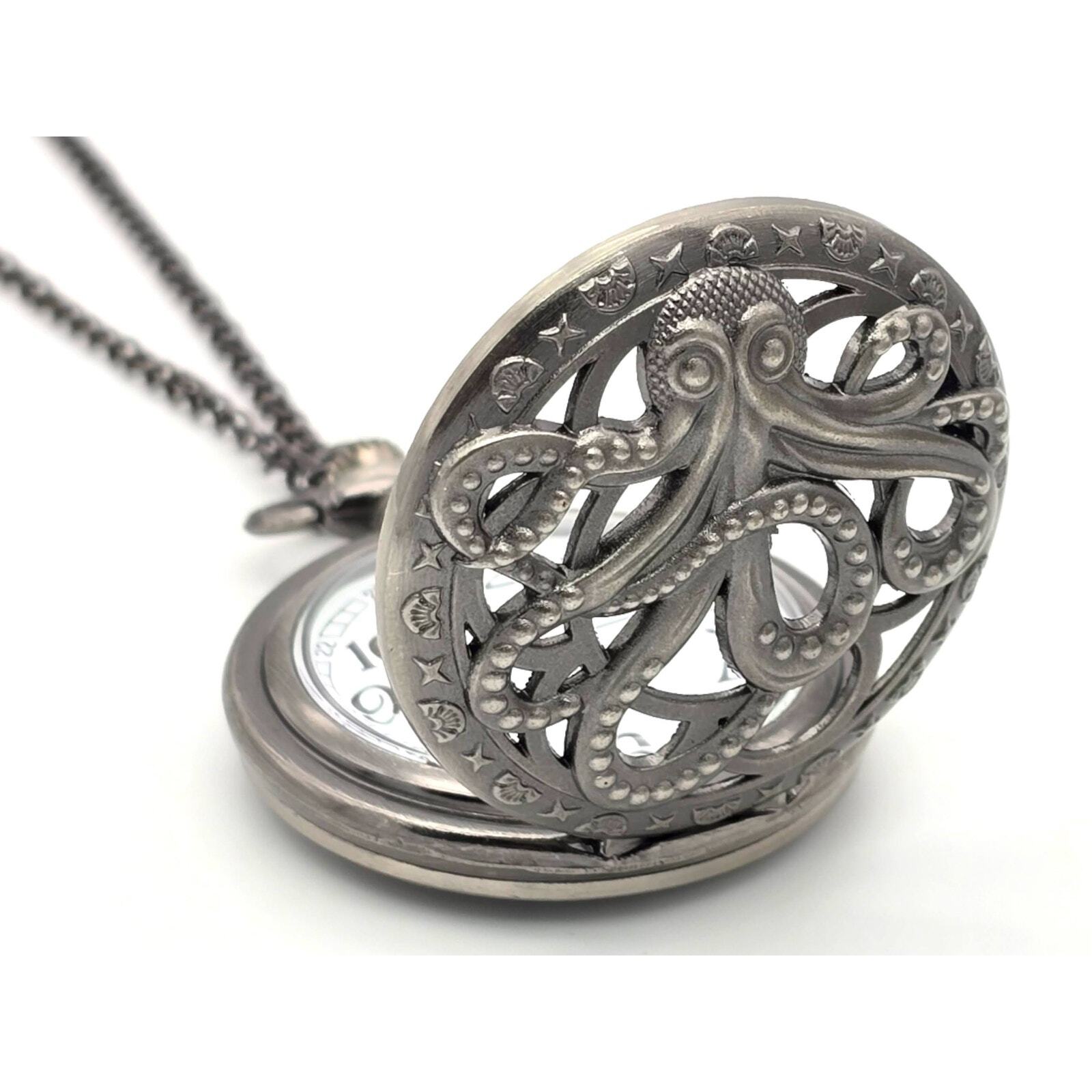 Octopus Pocket Watch – Nautical Charm, Sea Creature Kraken Gift Squid Sailor