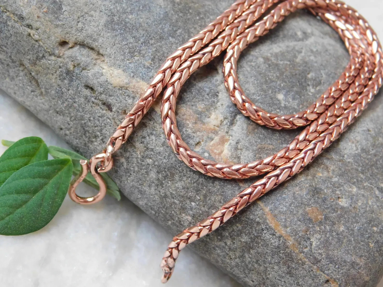 26 inch Pure Copper Round Foxtail Chain Necklace, Healing Copper Jewelry