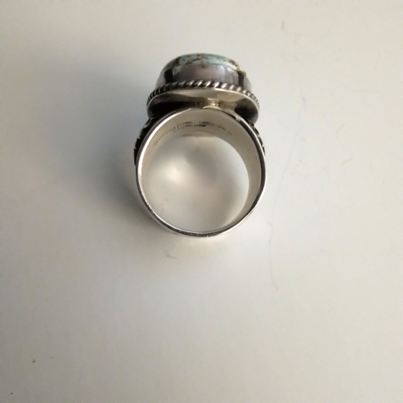SUNSHINE REEVES Dry Creek Turquoise Sterling Silver Ring Size 11.5 Navajo