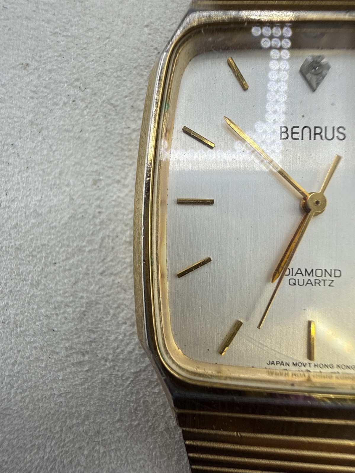 Rare Condition Benrus Diamond Retro Mens Watch New Battery BAD CLASP