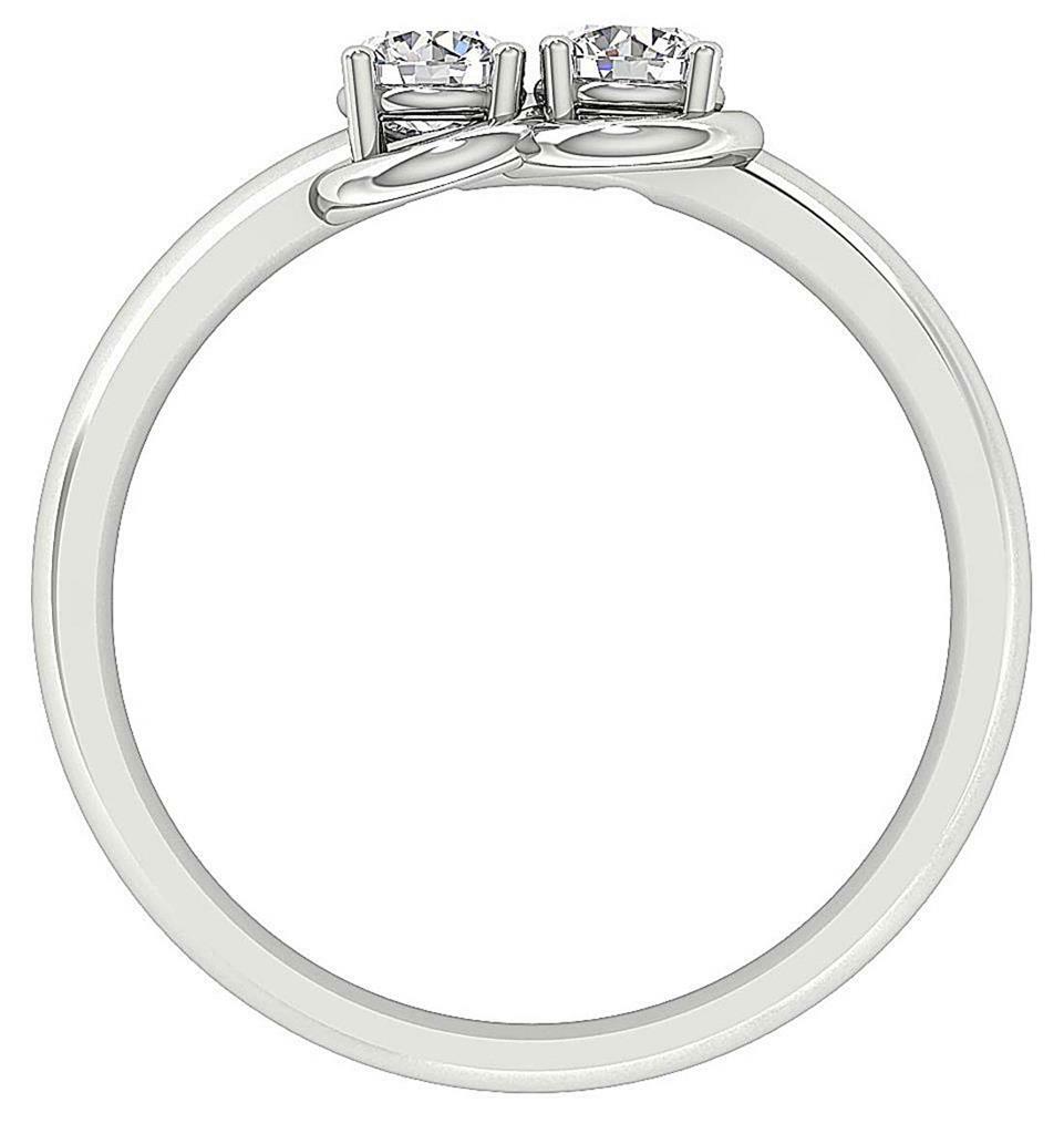 Forever Us Two Stone Ring SI1 G 0.55Ct Natural Round Diamond 14K Gold 6.00MM