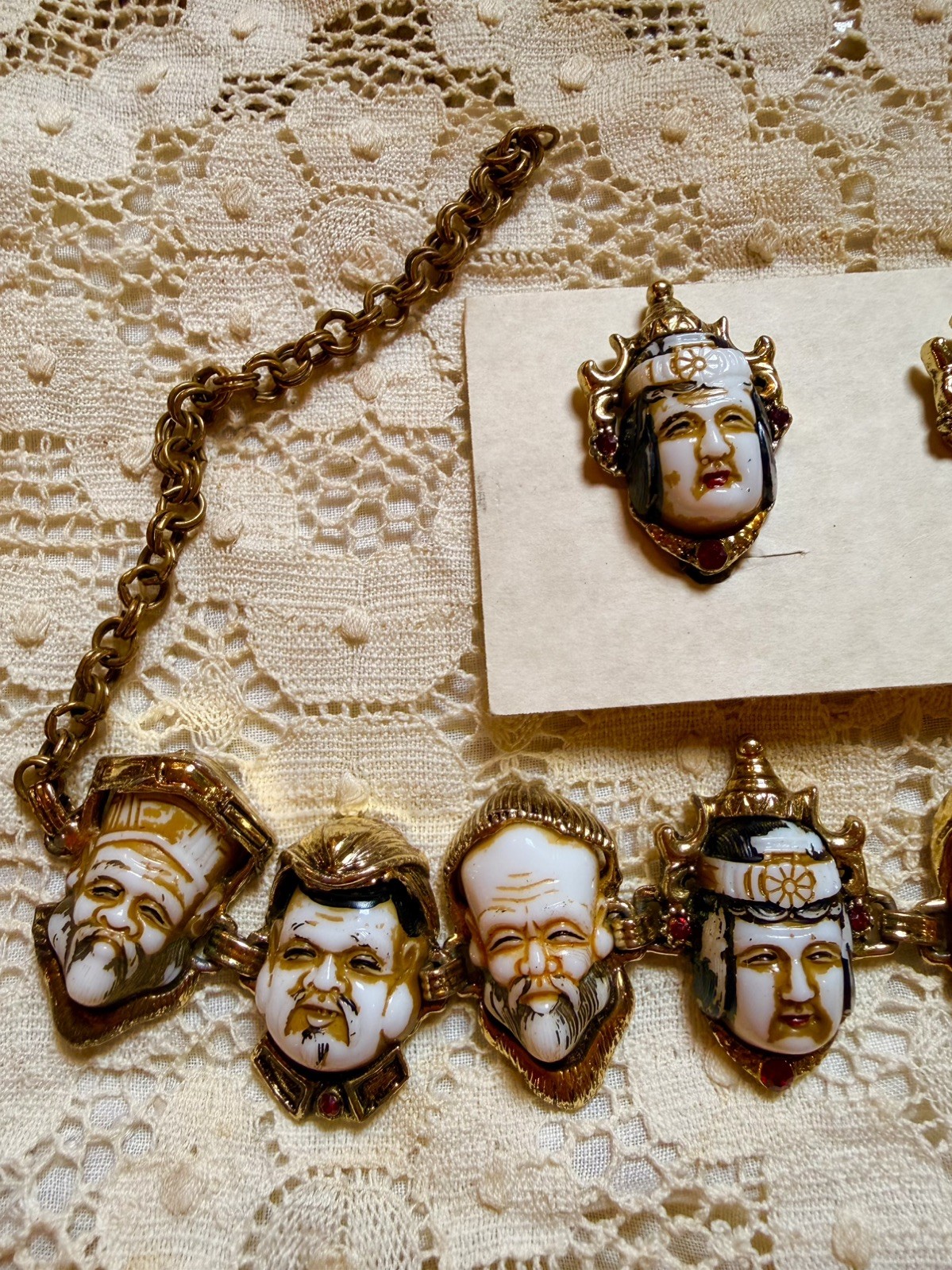 S121 Vintage bracelet and earrings, “seven gods of happiness”, Selro Selini