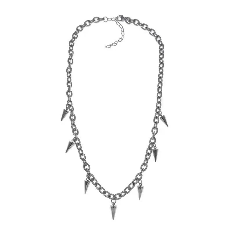 Stainless Steel Punk Aesthetic Stud Necklace Men Choker Cool Hip Hop Women