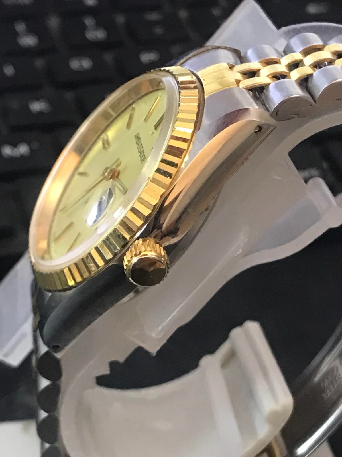 Ambassador 35mm 2 Tone Gold Dial President Date Quartz Men Watch, Run (Lot2342)