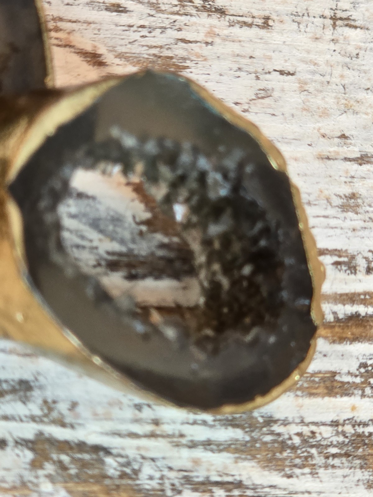 Geode Druzy Statement Earrings Gold Tone Black Crystal Slice Jewelry #262