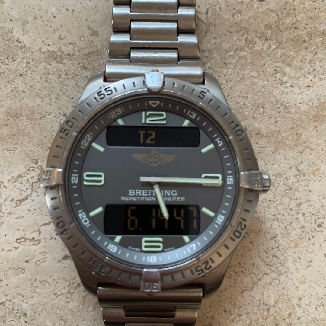 BREITLING Aerospace E65062 Quartz Ana Digi Titanium 40mm Gray Dial Pilot Watch