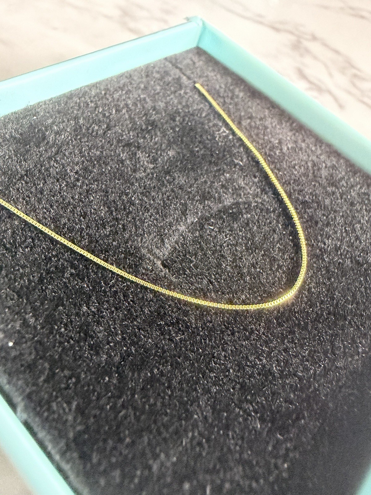 10k Real Gold Box Link Chain Necklace 18 inches