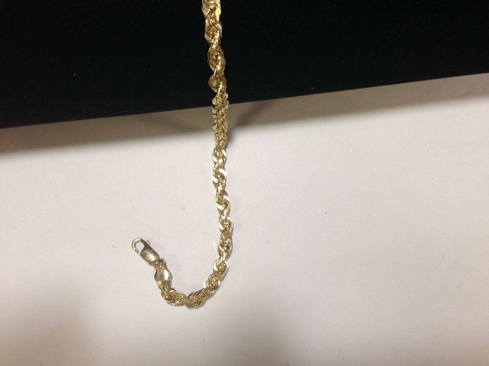 14k Yellow Gold 7″ Solid Diamond Cut Rope Link Chain Bracelet 4 mm 7 Grams