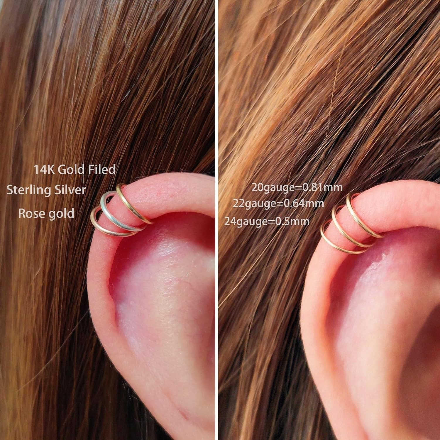 Small Handmade Huggie Hoop Earrings – 20g Gold & Silver for Multiple Piercings