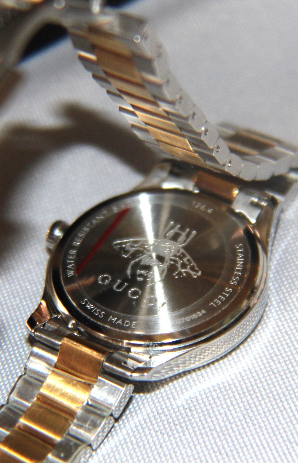 Gucci G-Timeless 18K Yellow Gold / SS 32mm Ladies Watch Multi-Bee MSRP: $6450