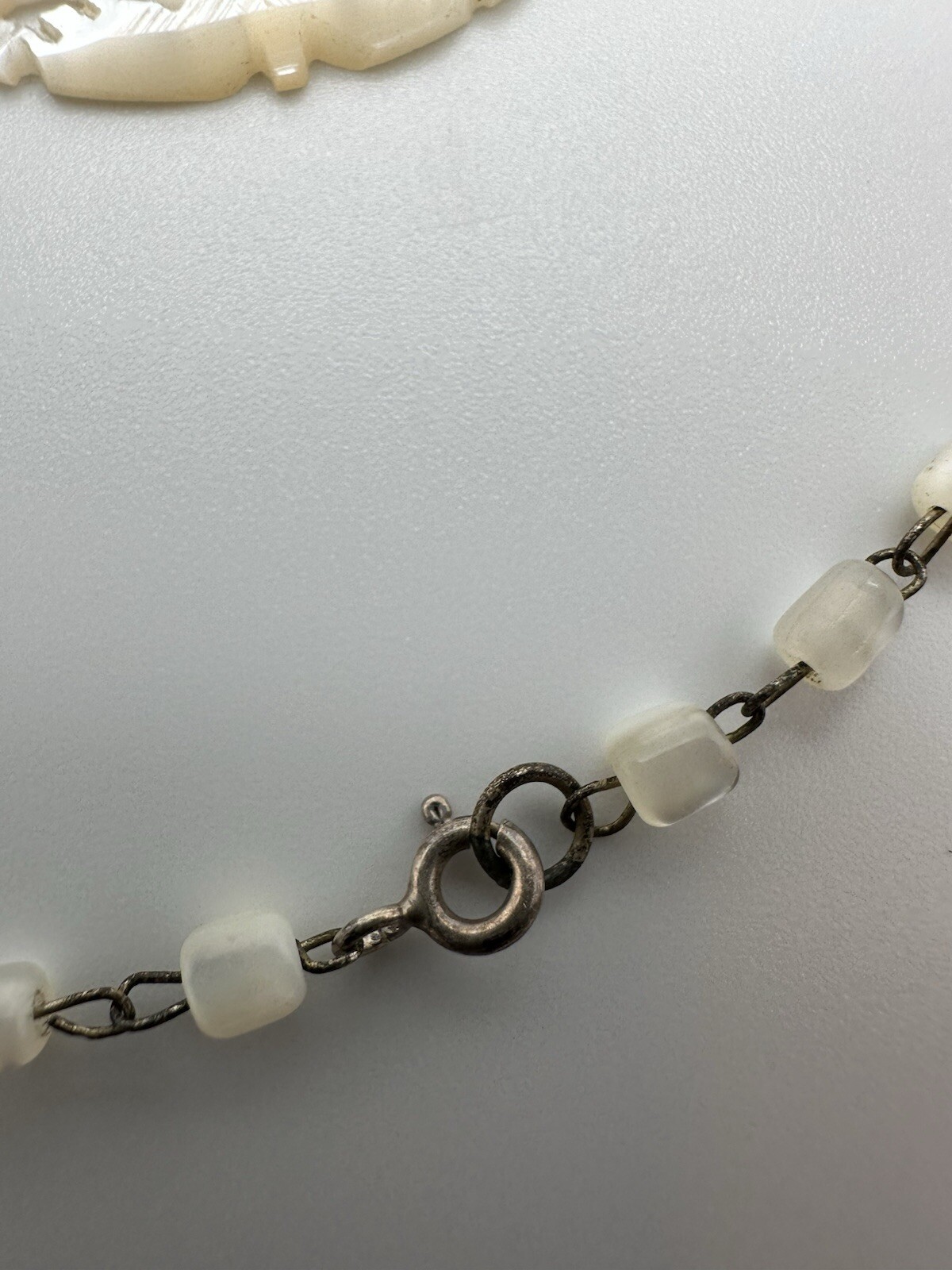 Vintage Sterling Silver Mother Of Pearl Star Pendant 5.8cm Necklace 19” JB22
