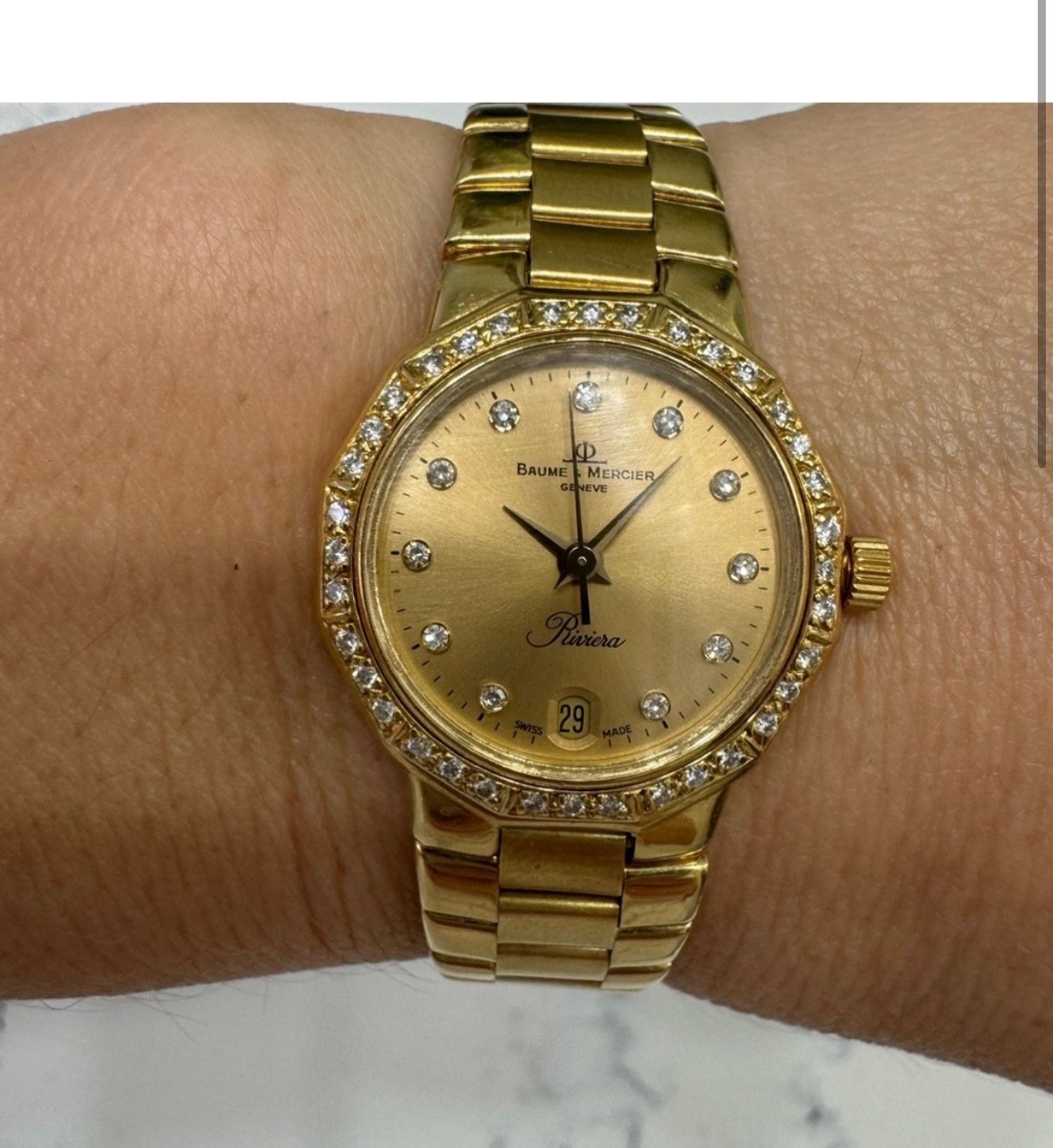 18k Gold and Diamond Baume Mercier Watch Bezel for Parts