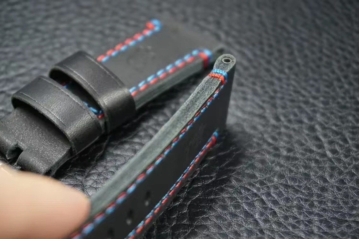 24mm Hand Made Black Leather Watch Strap Band Fits Panerai PAM727