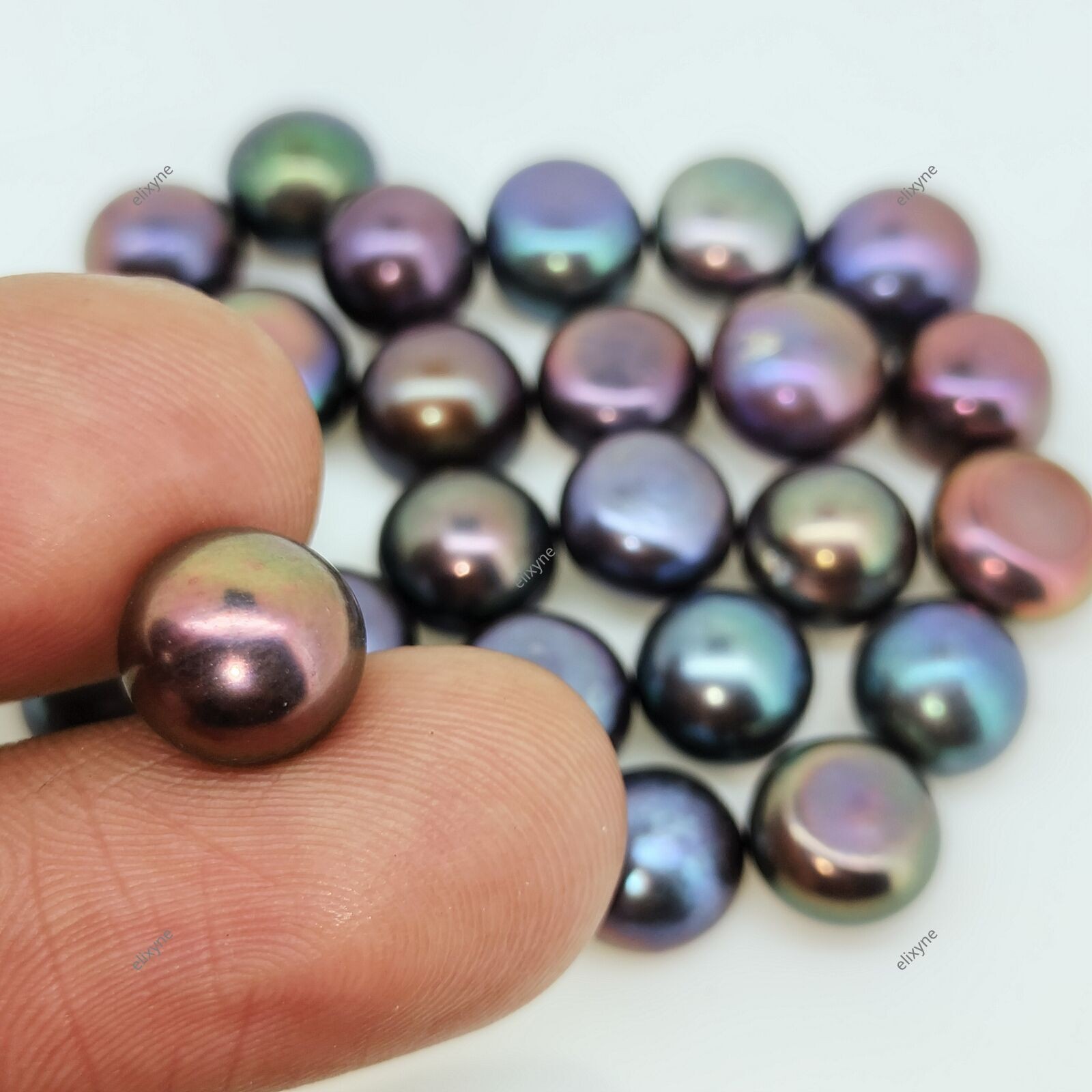 Natural Tahitian Pearl 50.50 Cts Round Flat Back Certified Gemstone Lot
