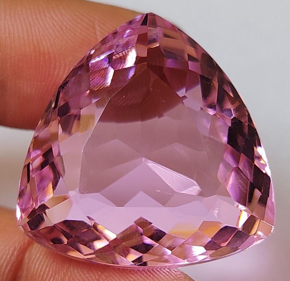 AAA+ 99.20 Ct. Large Pink Kunzite Trillion Cut Loose Gemstone @Women Gift/Her