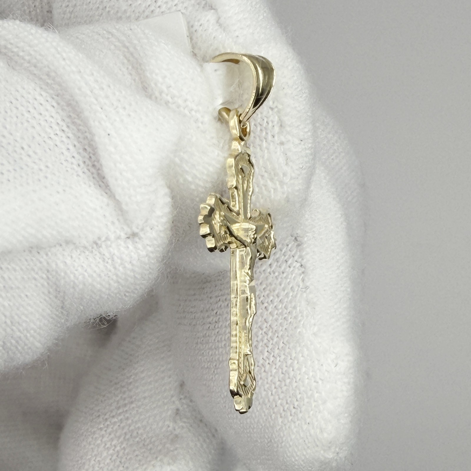 10k Yellow Gold Crucifix Cross Religious Charm Pendant Jewelry Gift For Her